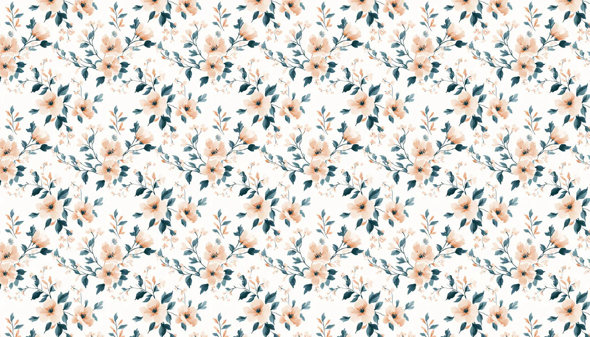 Blossoming Branch Mural Wallpaper in Peach and Slate Blue Mural Wallpaper - room preview 04