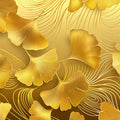 Gilded Ginkgo Leaf Mural Wallpaper — Opulent Metallic Design Mural Wallpaper - room preview 04