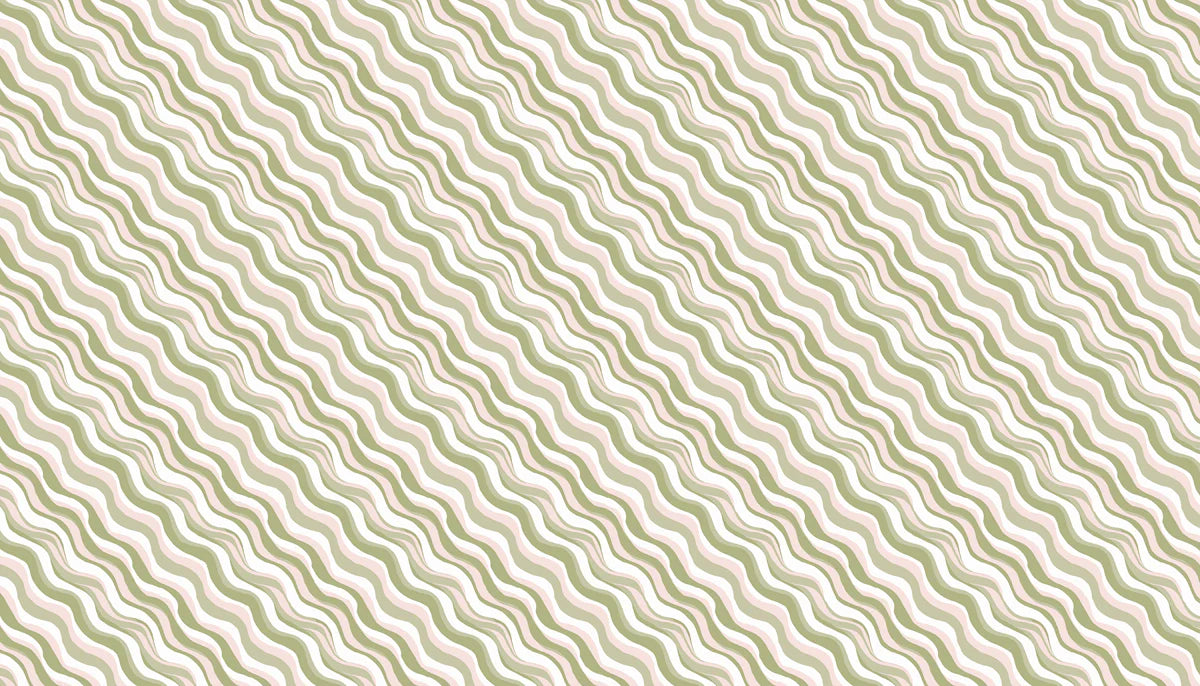 Diagonal Wavy Line Mural Wallpaper — Soft Sage and Blush Mural Wallpaper - room preview 04