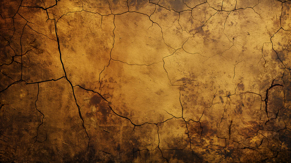 Aged Ochre Crackle Mural Wallpaper — Weathered Industrial Texture Mural Wallpaper - room preview 04
