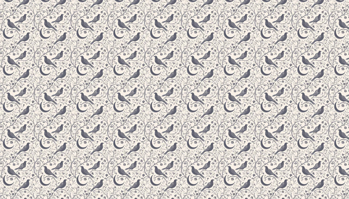 Crescent Moon and Perching Bird Mural Wallpaper —Monochromatic Mural Wallpaper - room preview 04
