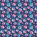 Floating Watercolor Bubbles Mural Wallpaper — Deep Navy Backdrop Mural Wallpaper - room preview 04