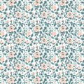 Vintage Peony Garden Mural Wallpaper — Soft Peach and Dusty Teal Mural Wallpaper - room preview 04