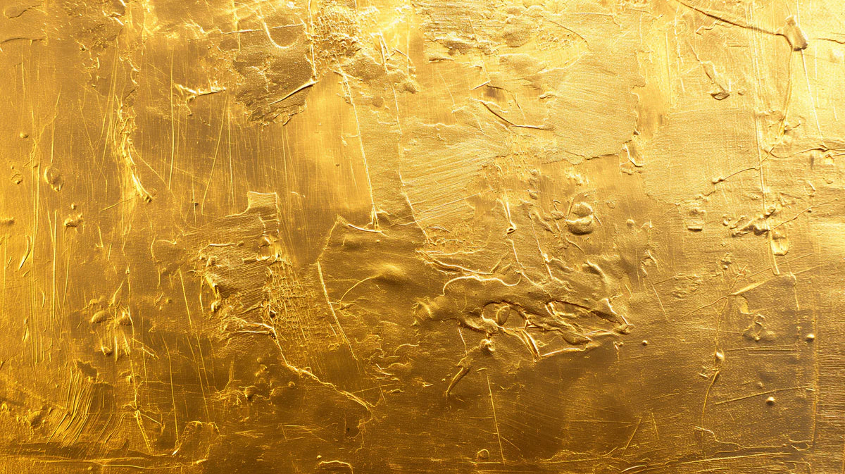 Metallic Gold Impasto Mural Wallpaper — Textured Abstract Art Mural Wallpaper - room preview 04