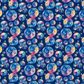 Floating Watercolor Bubbles Mural Wallpaper — Playful Navy Design Mural Wallpaper - room preview 04