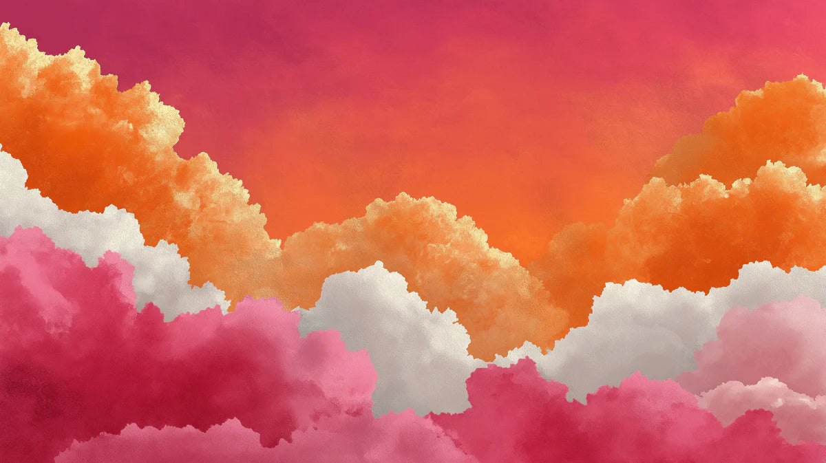 Sunset Cloudscape Mural Wallpaper — Vibrant Painted Sky Mural Wallpaper - room preview 04