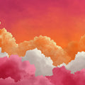 Sunset Cloudscape Mural Wallpaper — Vibrant Painted Sky Mural Wallpaper - room preview 04