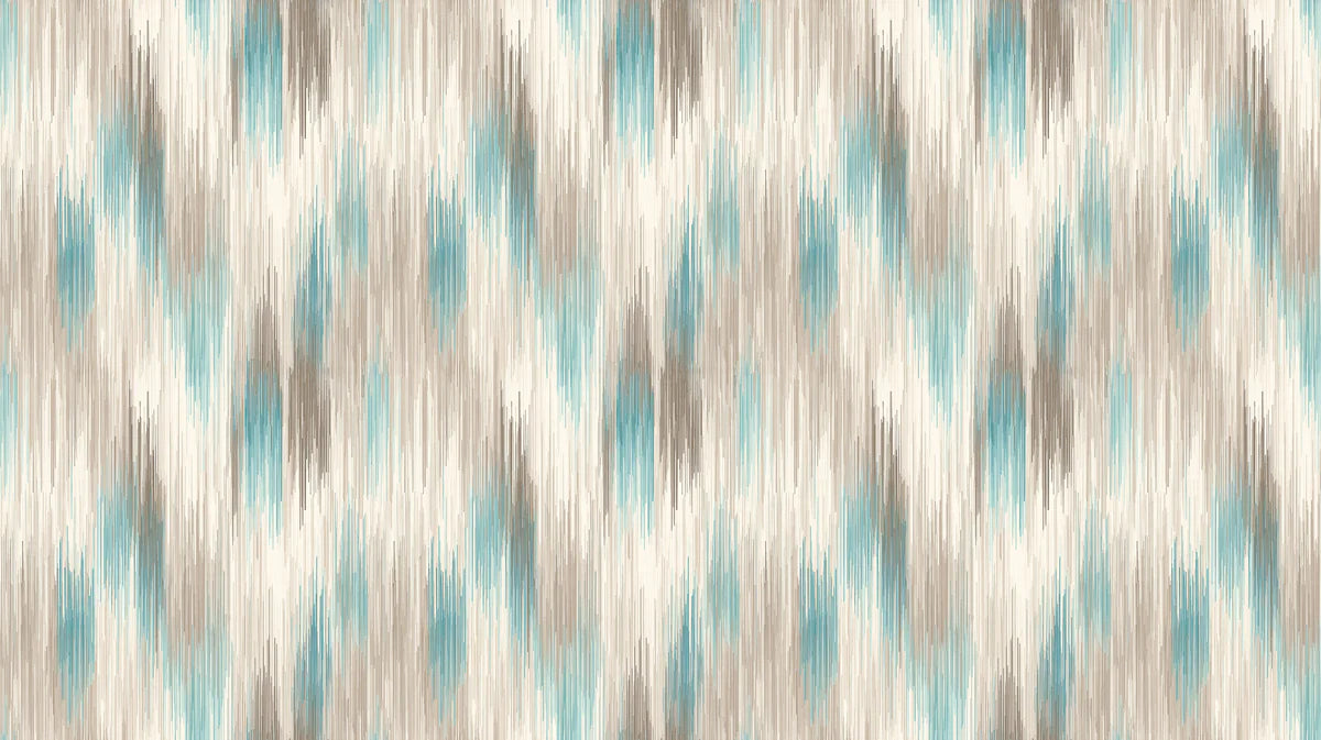 Abstract Ikat Stripe Mural Wallpaper — Soft Teal and Taupe Design Mural Wallpaper - room preview 04