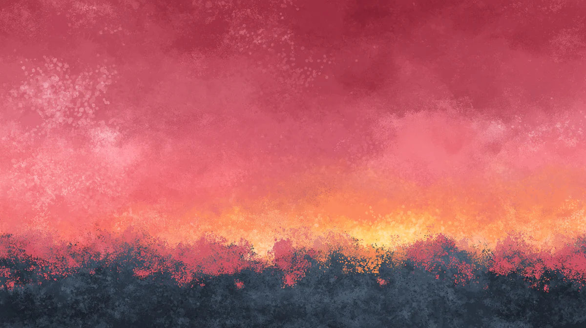 Abstract Painted Sunset Mural Wallpaper — Warm Gradient Landscape Mural Wallpaper - room preview 04