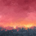 Abstract Painted Sunset Mural Wallpaper — Warm Gradient Landscape Mural Wallpaper - room preview 04