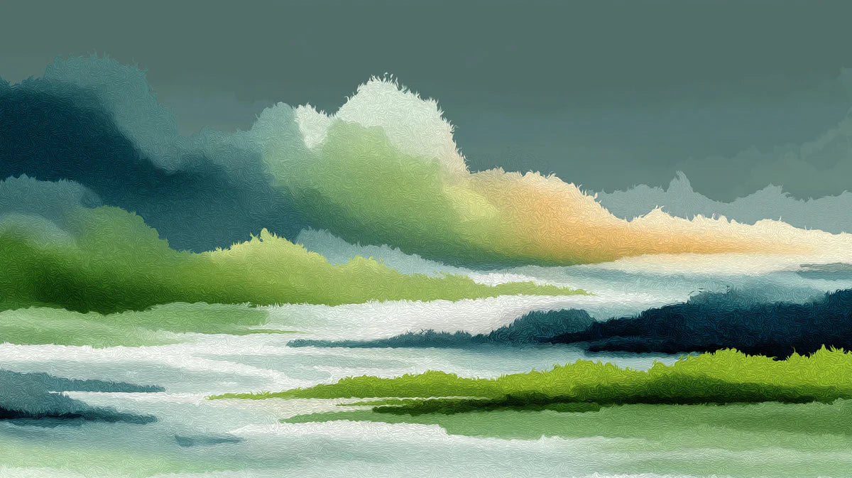 Abstract Stormscape Mural Wallpaper — Impressionistic Brushstrokes Mural Wallpaper - room preview 04