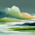 Abstract Stormscape Mural Wallpaper — Impressionistic Brushstrokes Mural Wallpaper - room preview 04