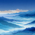 Blue Mountain Range Mural Wallpaper — Impressionistic Oil Landscape Mural Wallpaper - room preview 04