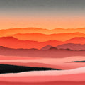 Sunset Horizon Mural Wallpaper — Layered Mountain Landscape Mural Wallpaper - room preview 04