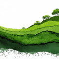 Abstract Green Hillside Mural Wallpaper — Painterly Landscape Mural Wallpaper - room preview 04