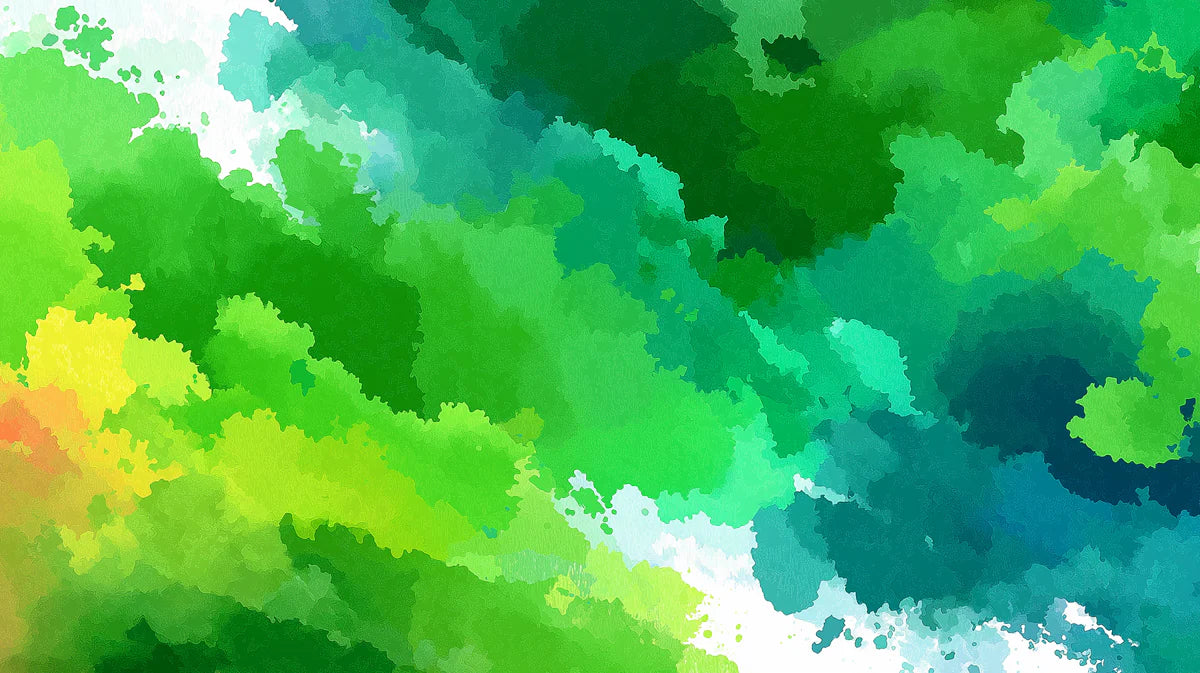 Abstract Watercolor Green Cloud Mural Wallpaper - room preview 04