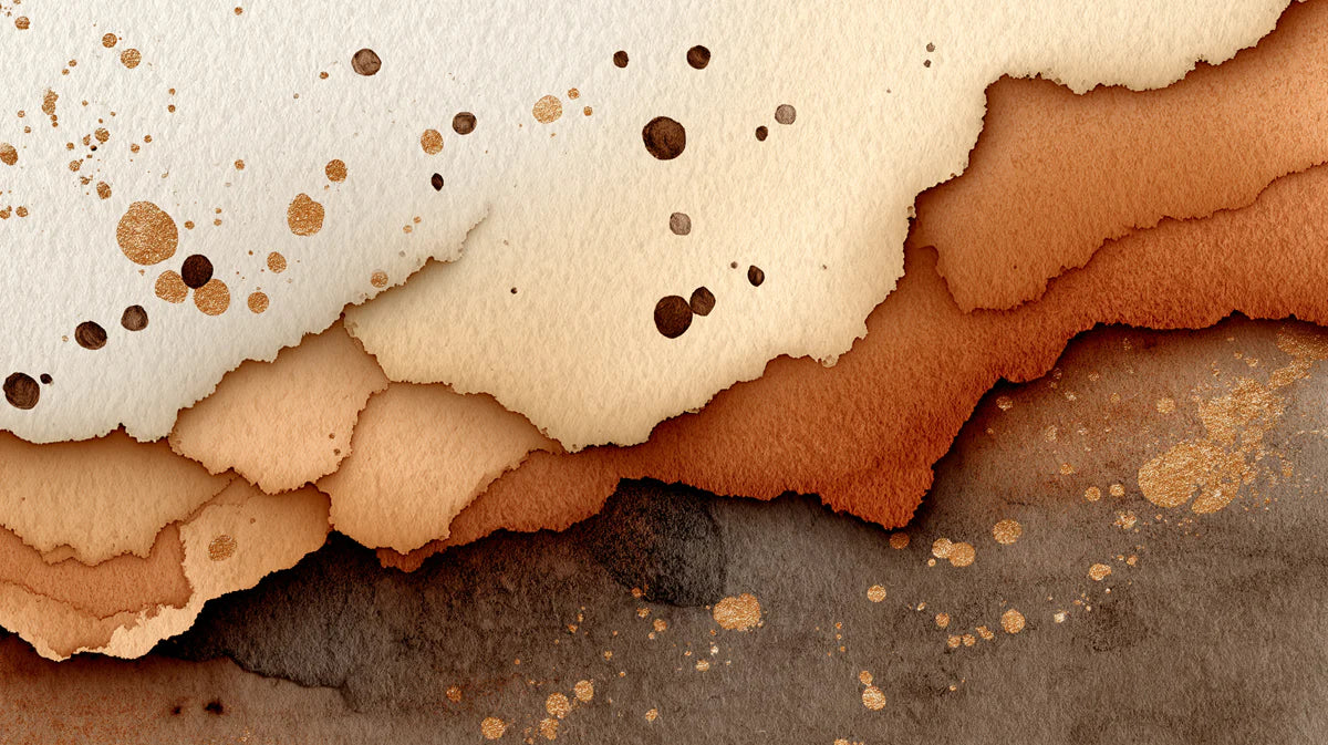 Abstract Torn Paper Mural Wallpaper — Warm Earthy Tones Mural Wallpaper - room preview 04