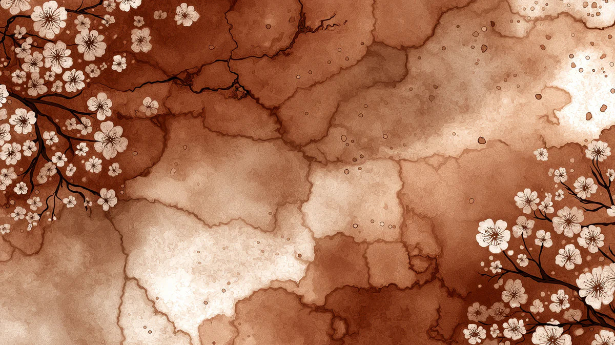 Wabi-Sabi Cherry Blossom Mural Wallpaper in Sepia Tones Mural Wallpaper - room preview 04