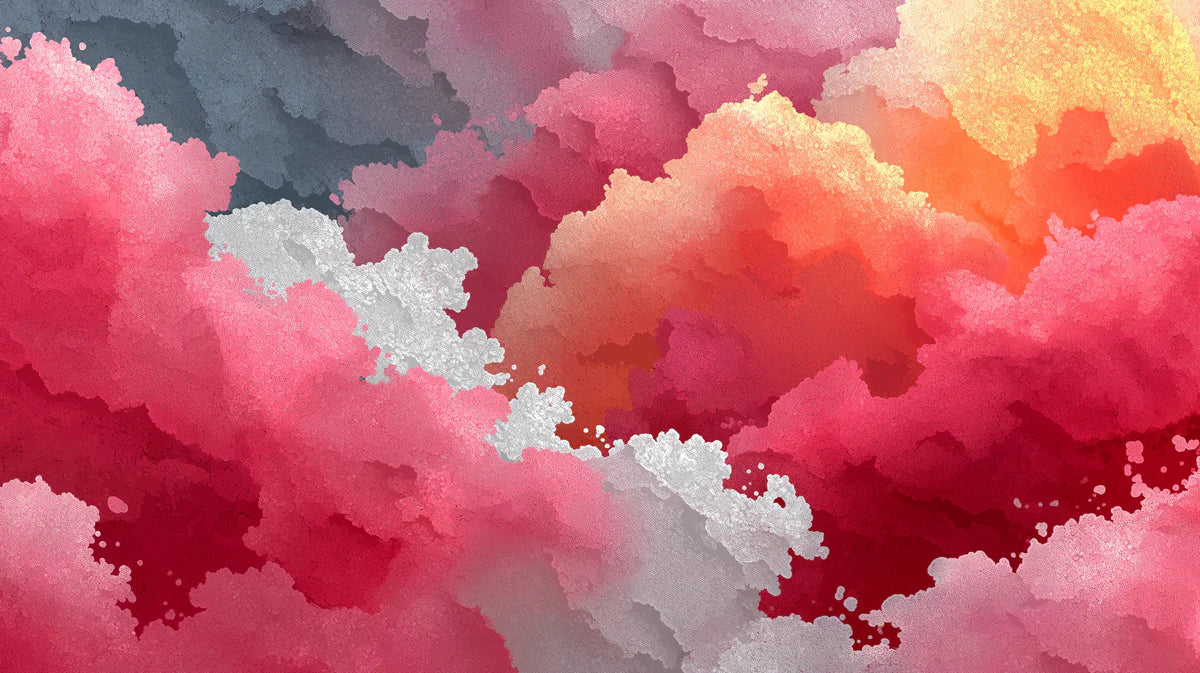 Abstract Cloud Mural Wallpaper — Painted Pink and Orange Gradient Mural Wallpaper - room preview 04