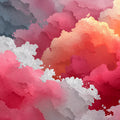Abstract Cloud Mural Wallpaper — Painted Pink and Orange Gradient Mural Wallpaper - room preview 04