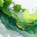 Verdant Agate Mural Wallpaper — Fluid Green and Gold Ink Art Mural Wallpaper - room preview 04