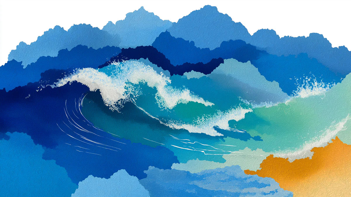 Abstract Coastal Wave Mural Wallpaper — Energetic Painterly Design Mural Wallpaper - room preview 04