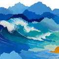 Abstract Coastal Wave Mural Wallpaper — Energetic Painterly Design Mural Wallpaper - room preview 04