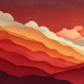 Abstract Mountain Horizon Mural Wallpaper — Mid-Century Retro Style Mural Wallpaper - room preview 04