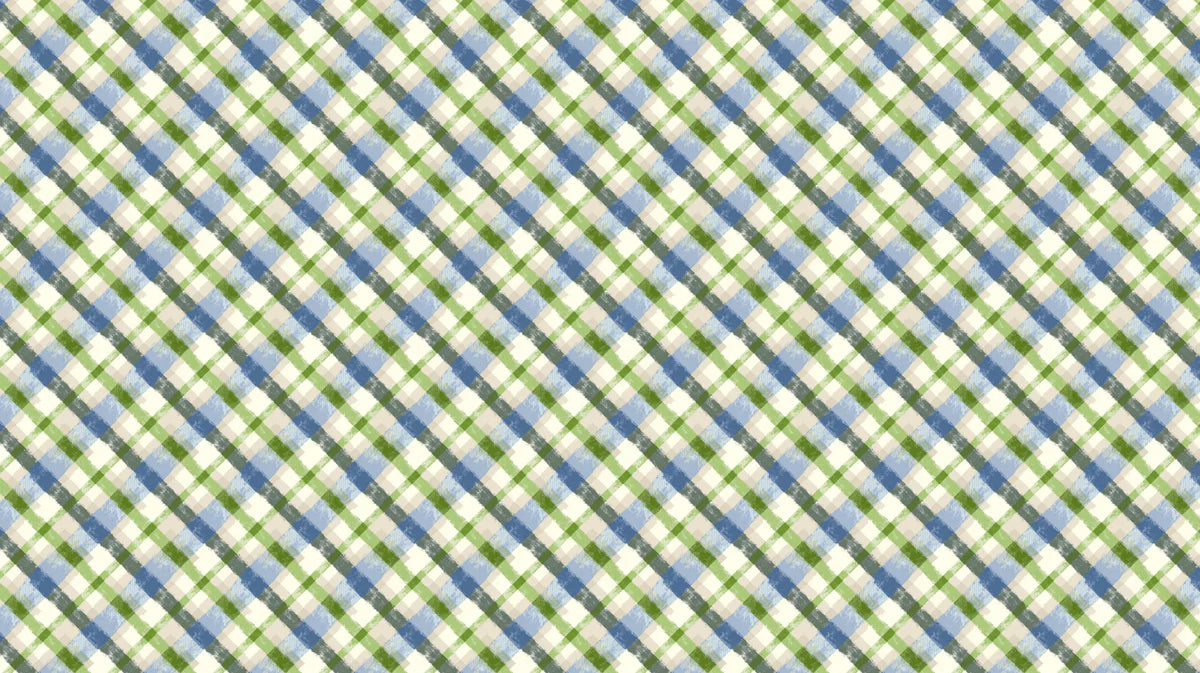 Diagonal Plaid Mural Wallpaper in Refreshing Blue and Green Mural Wallpaper - room preview 04