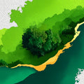 Abstract Aerial River Mural Wallpaper in Vibrant Green and Ochre Mural Wallpaper - room preview 04