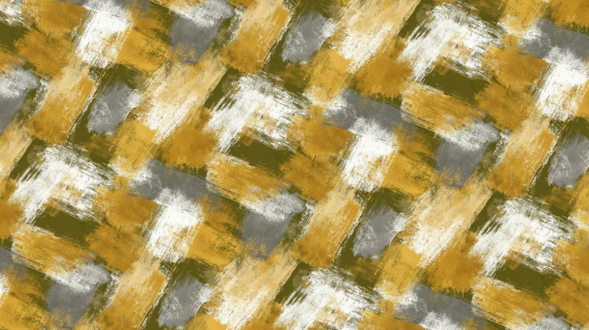 Woven Brushstroke Mural Wallpaper in Ochre and Olive Mural Wallpaper - room preview 04