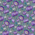 Botanical Peony Mural Wallpaper — Whimsical Violet and Teal Mural Wallpaper - room preview 04