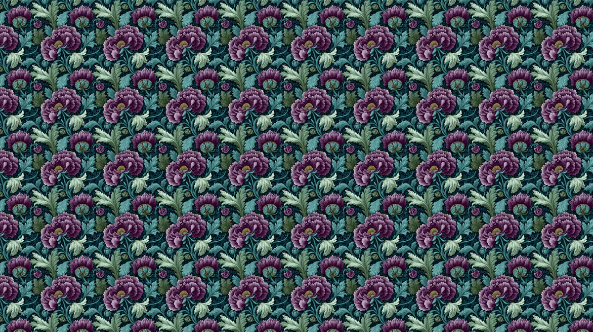 Victorian Peony Mural Wallpaper — Dark Floral Botanical Mural Wallpaper - room preview 04