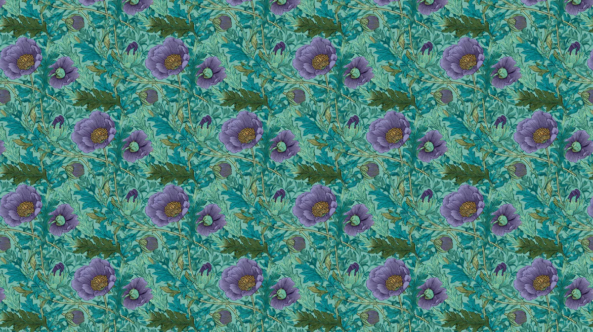 Vintage Botanical Floral Mural Wallpaper — Moody Teal and Purple Mural Wallpaper - room preview 04