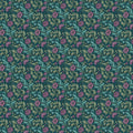 Vintage Floral Mural Wallpaper in Plum and Teal Mural Wallpaper - room preview 04