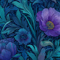 Art Nouveau Floral Mural Wallpaper — Deep Indigo and Violet Garden Mural Wallpaper - room preview 04