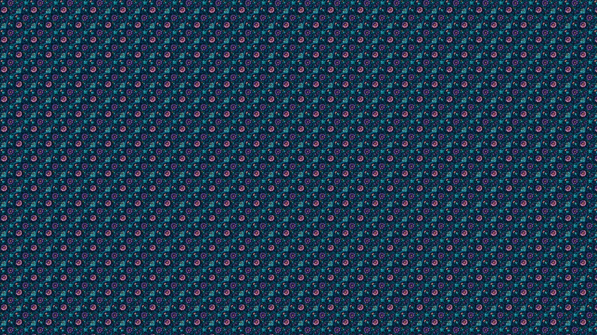 Intricate Micro Floral Mural Wallpaper in Teal and Plum Mural Wallpaper - room preview 04