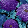 Dramatic Chrysanthemum Floral Mural Wallpaper in Purple and Teal Mural Wallpaper - room preview 04