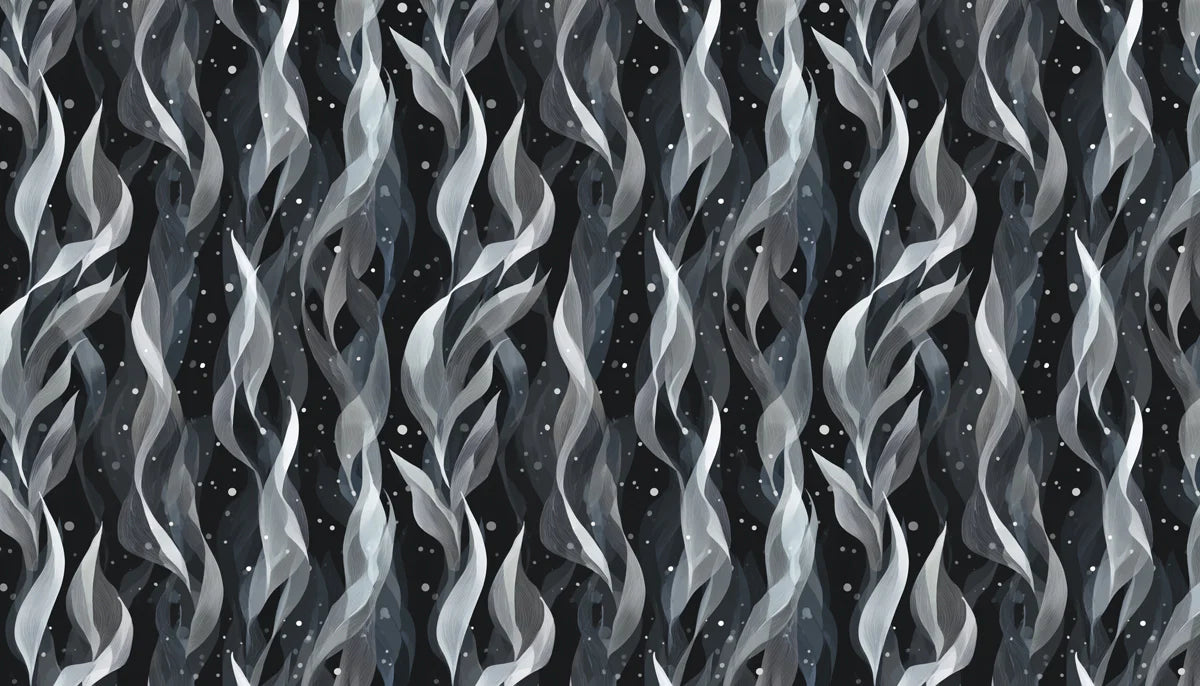 Abstract Ribbon Mural Wallpaper — Moody Monochrome Swirls Mural Wallpaper - room preview 04