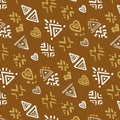 Modern Tribal Mural Wallpaper — Abstract Earthy Pattern Mural Wallpaper - room preview 04