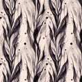 Abstract Vertical Leaf Mural Wallpaper — Modern Ink Wash Style Mural Wallpaper - room preview 04