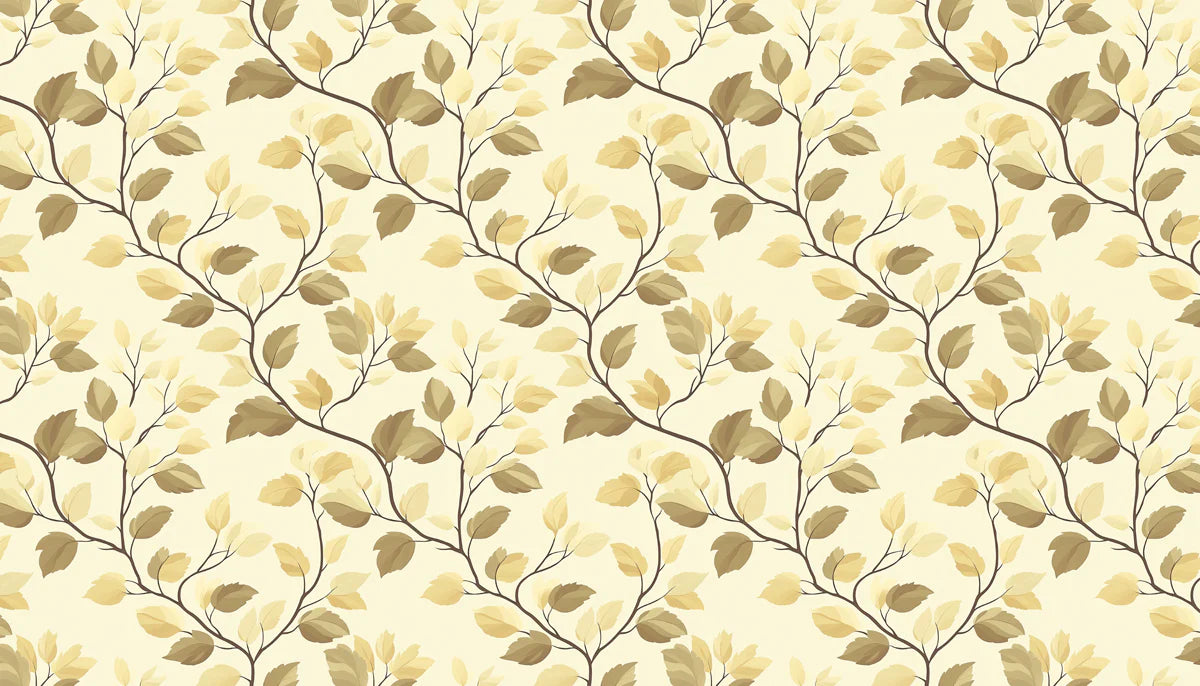 Abstract Botanical Mural Wallpaper — Muted Branch and Leaf Pattern Mural Wallpaper - room preview 04