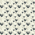 Heart Leaf Branch Mural Wallpaper — Soft Charcoal Botanical Pattern Mural Wallpaper - room preview 04