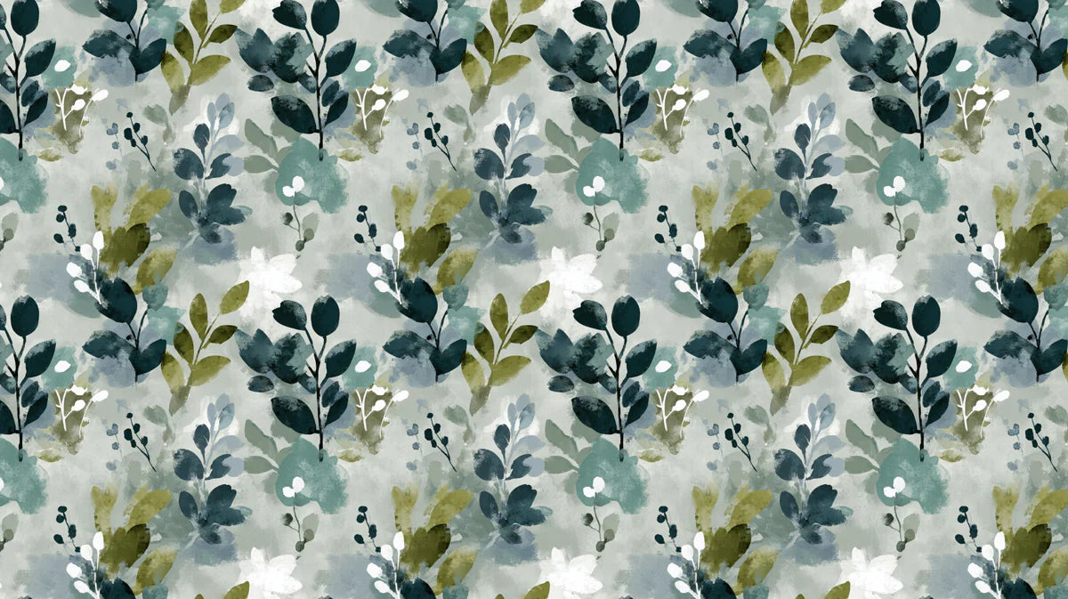 Abstract Botanical Mural Wallpaper — Painterly Leaf and Berry Motif Mural Wallpaper - room preview 04