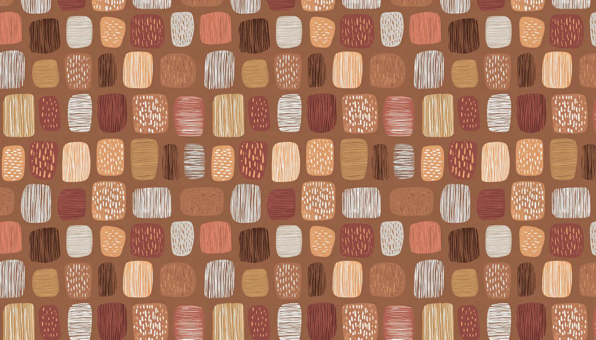 Mid-Century Abstract Block Mural Wallpaper — Earthy Geometric Print Mural Wallpaper - room preview 04