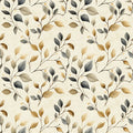 Abstract Botanical Mural Wallpaper — Warm Ochre and Cool Slate Mural Wallpaper - room preview 04
