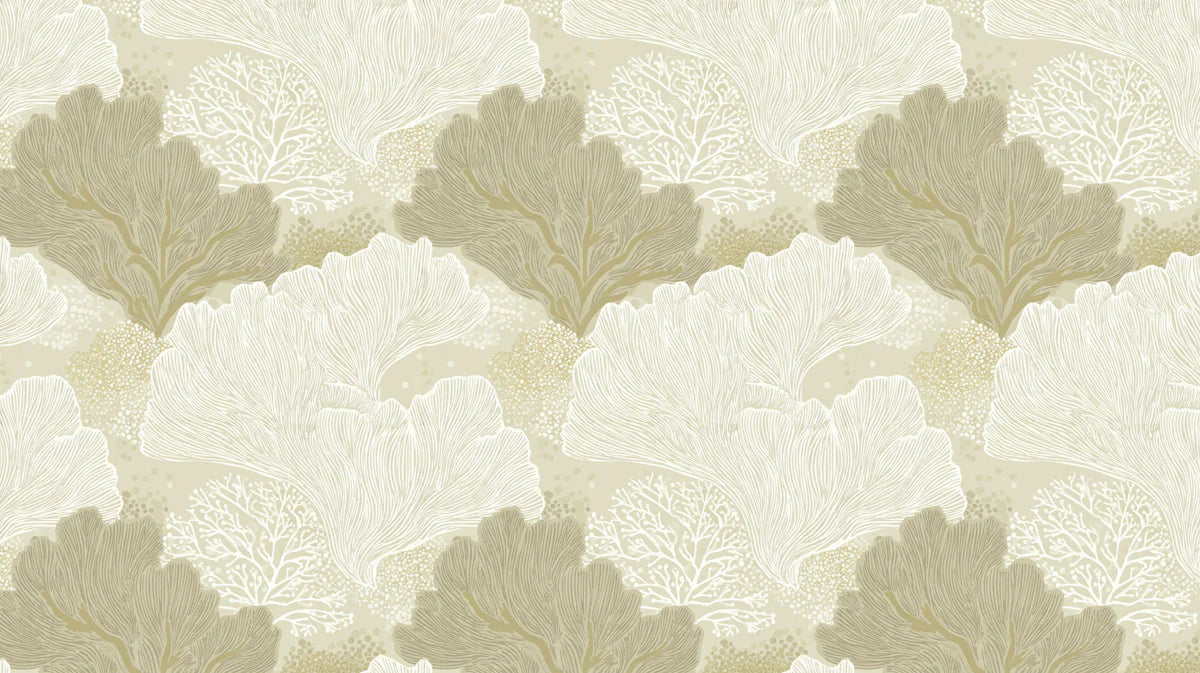 Sculptural Ginkgo Leaf Mural Wallpaper — Neutral Minimalist Mural Wallpaper - room preview 04