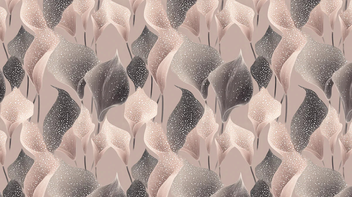 Abstract Calla Lily Mural Wallpaper — Soft Blush and Charcoal Mural Wallpaper - room preview 04