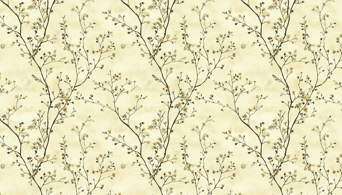 Minimalist Botanical Mural Wallpaper — Ink Branch Pattern Mural Wallpaper - room preview 04