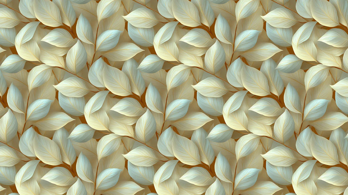 Sculptural Leaf Mural Wallpaper — Neutral Botanical Design Mural Wallpaper - room preview 04